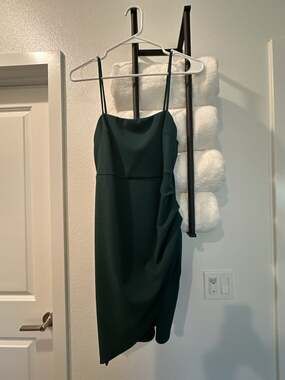 Blue Blush Women's Forest Green Spaghetti Strap Ruched Mini Dress